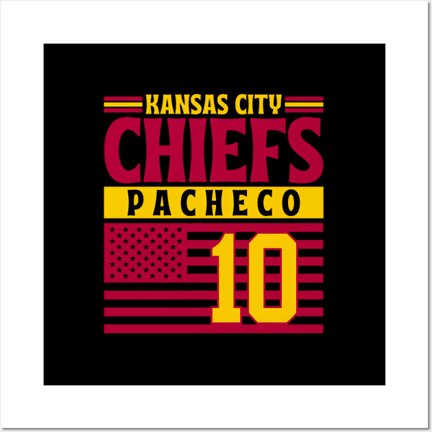 Kansas City Chiefs Pacheco 10 American Flag Football Wall Art by linenativ